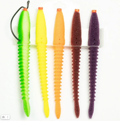 Набор сменных поролоновых приманок "3D WORM" 14 см Gr, Yellow, Or Fluo, BR, V