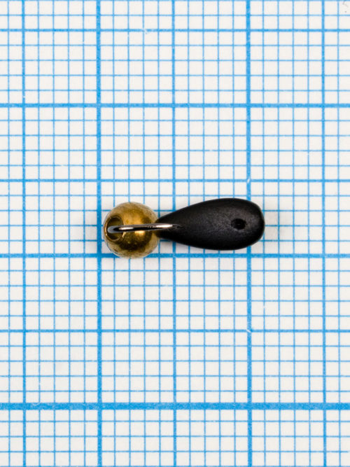 Мормышка Пиявка Клепсина (Glossi)  0,45/4, чёрный, латунный шар золото