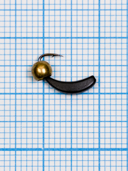 Мормышка Банан Квадратный (Banana Quattro) 0,45/4, чёрный, латунный шар золото
