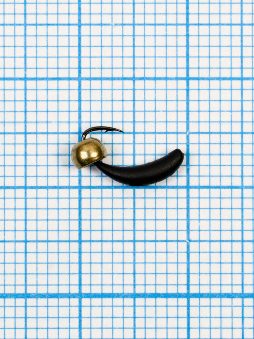 Мормышка Банан (Banana) 0,35/2, чёрный, латунный шар золото