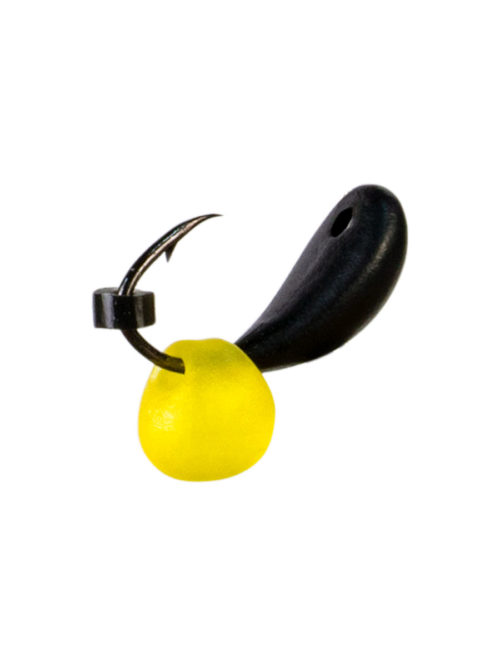 Мормышка Пиявка Клепсина Drops жёлтый Fluo (Glossi)  0,35/2, чёрный