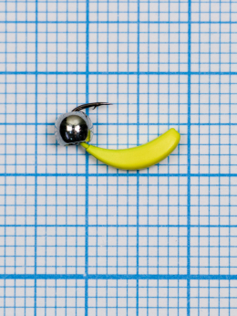 Мормышка Банан Квадратный (Banana Quattro) 0,45/4, жёлтый Fluo +, латунный шар серебро
