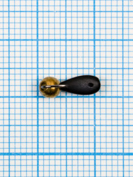 Мормышка Пиявка Клепсина (Glossi)  0,45/4, чёрный, латунный шар золото