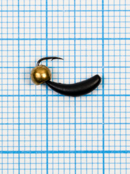 Мормышка Банан (Banana) 0,45/4, чёрный, латунный шар золото