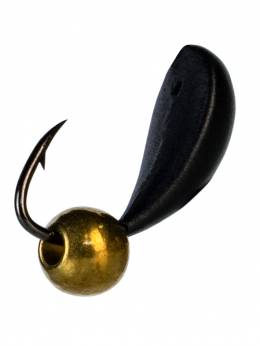 Мормышка Пиявка Клепсина (Glossi) 0,81/6, чёрный, латунный шар золото
