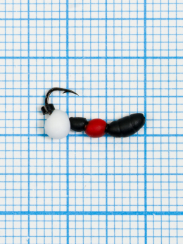 Мормышка Лесной Муравей Drops белый (Formica RUFA) 0,38/16, чёрно-красный 