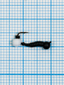 Мормышка Личинка комара Drops белый (Mosquito) 0,34/14, чёрный 