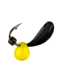 Мормышка Пиявка Клепсина Drops жёлтый Fluo(Glossi)  0,53/4, чёрный