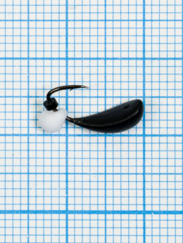 Мормышка Пиявка Клепсина Drops белый (Glossi)  0,65/6, чёрный