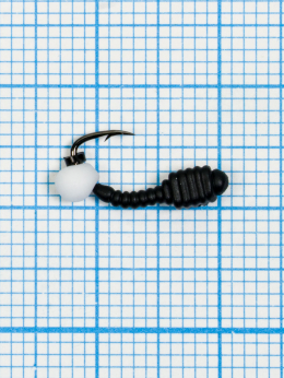 Мормышка Личинка Куб Drops белый ( Larva Cube) 0,52/6, чёрный