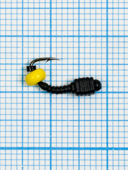 Мормышка Личинка Куб бисер жёлтый  ( Larva Cube) 0,52/6, чёрный