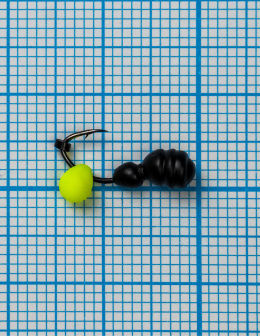 Мормышка Термит Drops жёлтый Fluo (Termite) 0,8/6, чёрный